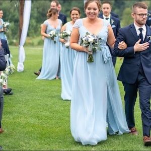 Revelry Light Blue Chiffon Bridesmaid Dress - Emma Style, Size 12, Color 936